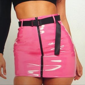 Pink Vinyl Skirt